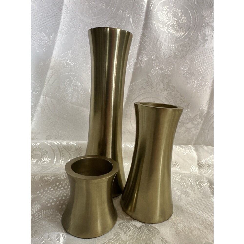 Gold Tone Candle Holder 3 Piece Set